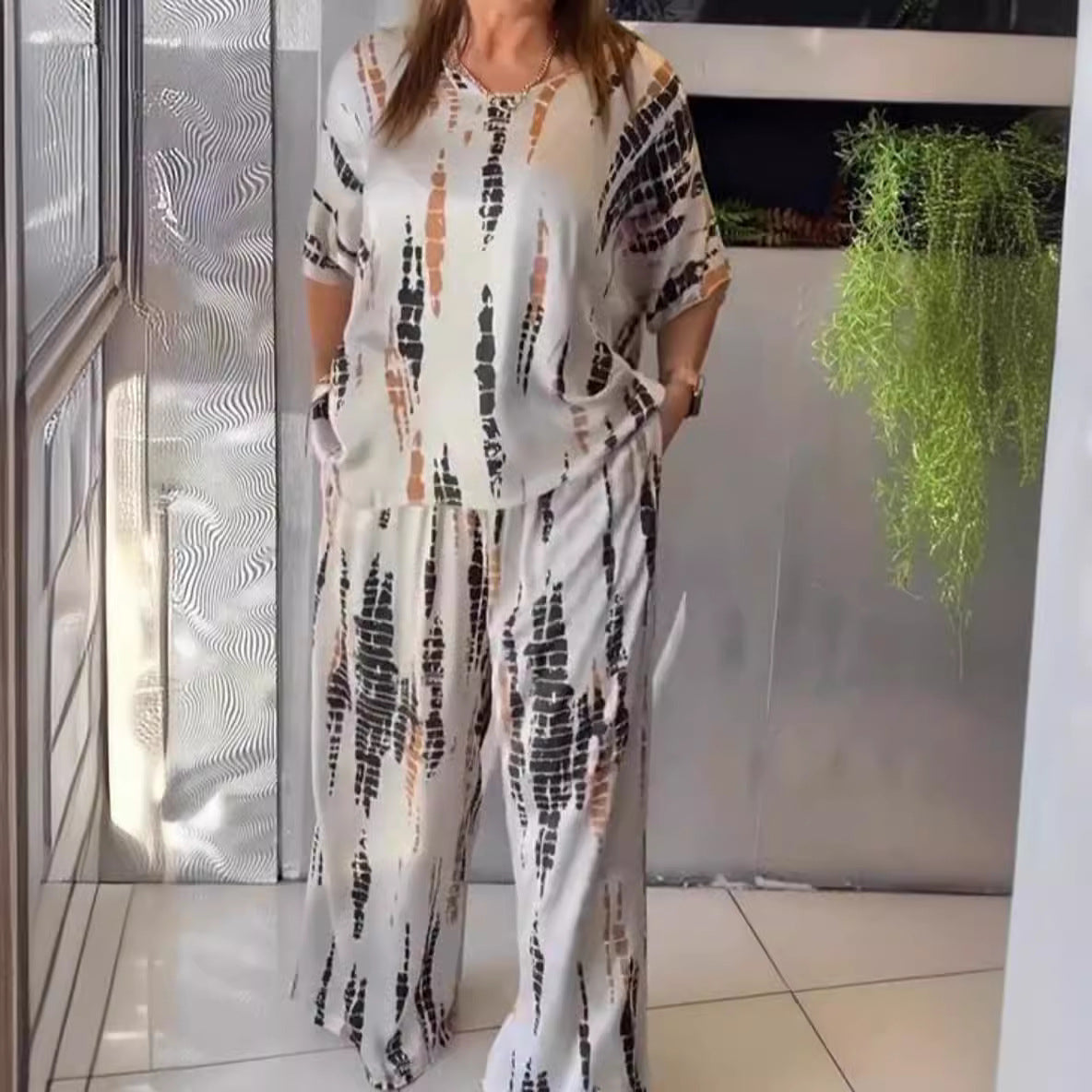 Ensemble Confort Imprimé à Col Rond